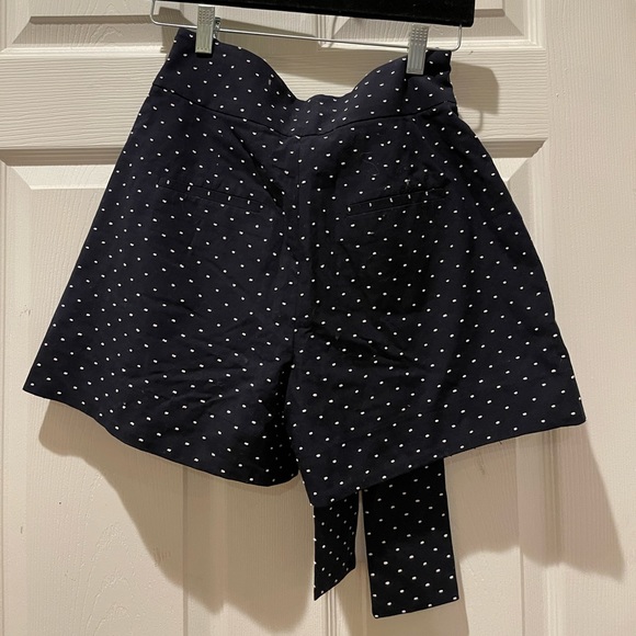 NWT J. Crew Navy Blue Tie Waist White Clipdot Shorts - Picture 7 of 7